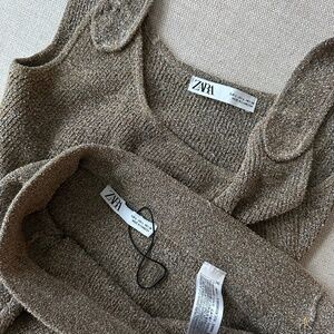 Zara Elegant Tan Midi Skirt